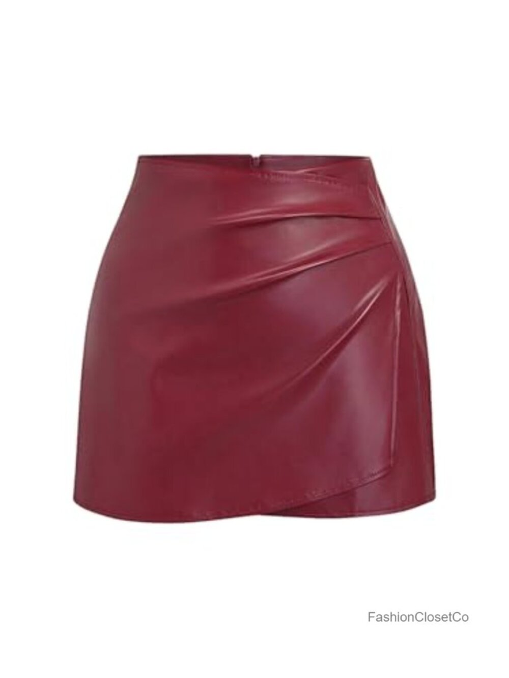 High Waist PU Leather Mini Skirt Ruched Bodycon Pencil